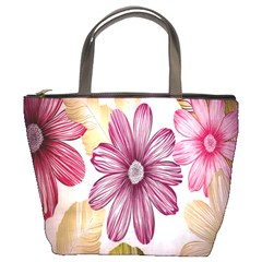 Print-roses Bucket Bag by nateshop