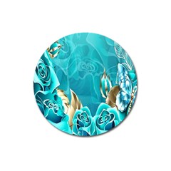 Crystal Butterfly, Floral, Flower, Girly, Gold, Golden, Pretty Magnet 3  (round)