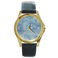 Denim,11 Round Gold Metal Watch by nateshop