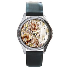 Butterfly Dreams, Bonito, Butterfly, Dream, Flower, Girly Round Metal Watch by nateshop