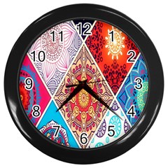 Mandala Pattern, Desenho, Designs, Glitter, Pattern Wall Clock (black) by nateshop