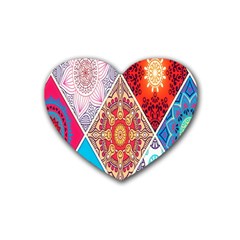 Mandala Pattern, Desenho, Designs, Glitter, Pattern Rubber Heart Coaster (4 Pack) by nateshop