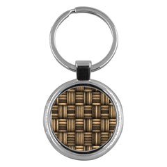 Brown Weaving Texture, Macro, Brown Wickerwork Key Chain (round) by nateshop