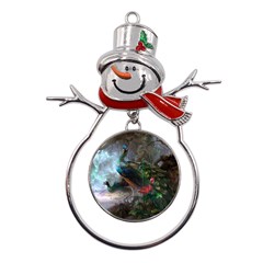 Peacock Art Painting Metal Snowman Ornament by Ndabl3x