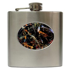 Shoal Of Koi Fish Water Underwater Hip Flask (6 Oz) by Ndabl3x