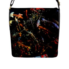 Shoal Of Koi Fish Water Underwater Flap Closure Messenger Bag (l)