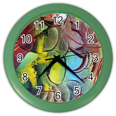Detail Of A Bright Abstract Painted Art Background Texture Colors Color Wall Clock