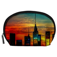 New York City Skyline Usa Accessory Pouch (large) by Ndabl3x