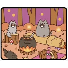 Pusheen Cute Fall The Cat Fleece Blanket (medium) by Ndabl3x