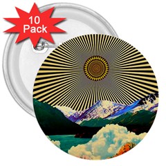 Surreal Art Psychadelic Mountain 3  Buttons (10 Pack)  by Ndabl3x