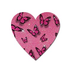 Pink Glitter Butterfly Heart Magnet