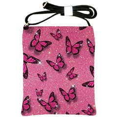 Pink Glitter Butterfly Shoulder Sling Bag by Ndabl3x