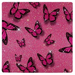 Pink Glitter Butterfly Uv Print Square Tile Coaster  by Ndabl3x