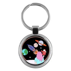 Girl Bed Space Planet Spaceship Key Chain (round) by Bedest