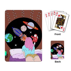 Girl Bed Space Planet Spaceship Playing Cards Single Design (rectangle) by Bedest