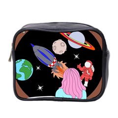 Girl Bed Space Planet Spaceship Mini Toiletries Bag (two Sides)