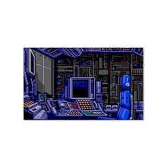 Blue Computer Monitor With Chair Game Digital Art Sticker Rectangular (10 Pack)