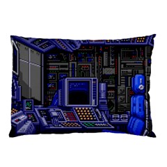 Blue Computer Monitor With Chair Game Digital Art Pillow Case (two Sides) by Bedest