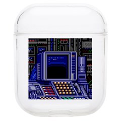 Blue Computer Monitor With Chair Game Digital Art Airpods 1/2 Case by Bedest