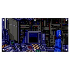 Blue Computer Monitor With Chair Game Digital Art Banner And Sign 4  X 2 