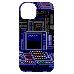 Blue Computer Monitor With Chair Game Digital Art Iphone 14 Black Uv Print Case by Bedest