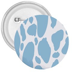 Cow Print, Aesthetic, Y, Blue, Baby Blue, Pattern, Simple 3  Buttons by nateshop