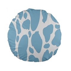 Cow Print, Aesthetic, Y, Blue, Baby Blue, Pattern, Simple Standard 15  Premium Flano Round Cushions by nateshop