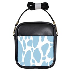 Cow Print, Aesthetic, Y, Blue, Baby Blue, Pattern, Simple Girls Sling Bag by nateshop