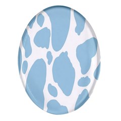 Cow Print, Aesthetic, Y, Blue, Baby Blue, Pattern, Simple Oval Glass Fridge Magnet (4 Pack) by nateshop