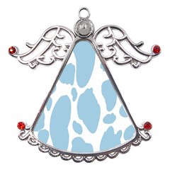 Cow Print, Aesthetic, Y, Blue, Baby Blue, Pattern, Simple Metal Angel With Crystal Ornament by nateshop