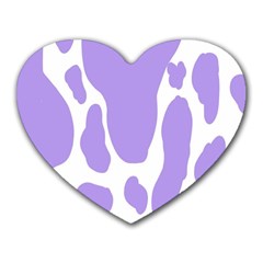 Cow Print, Aesthetic,violelilac, Animal, Purple, Simple Heart Mousepad by nateshop