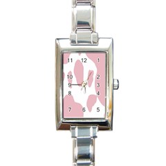 Cow Print, Pink, Design, Pattern, Animal, Baby Pink, Simple, Rectangle Italian Charm Watch by nateshop