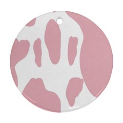 Cow Print, Pink, Design, Pattern, Animal, Baby Pink, Simple, Ornament (round) by nateshop