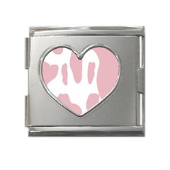 Cow Print, Pink, Design, Pattern, Animal, Baby Pink, Simple, Mega Link Heart Italian Charm (18mm) by nateshop