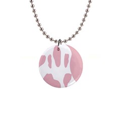 Cow Print, Pink, Design, Pattern, Animal, Baby Pink, Simple, 1  Button Necklace by nateshop