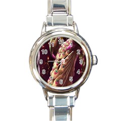 Peacock Dream, Fantasy, Flower, Girly, Peacocks, Pretty Round Italian Charm Watch by nateshop