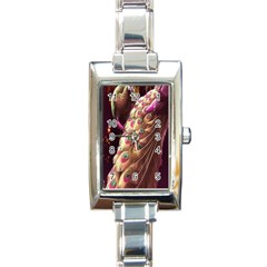 Peacock Dream, Fantasy, Flower, Girly, Peacocks, Pretty Rectangle Italian Charm Watch by nateshop