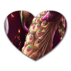 Peacock Dream, Fantasy, Flower, Girly, Peacocks, Pretty Heart Mousepad by nateshop