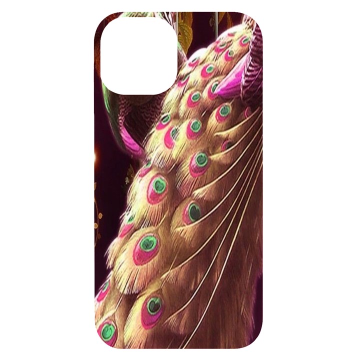 Peacock Dream, Fantasy, Flower, Girly, Peacocks, Pretty iPhone 14 Black UV Print Case