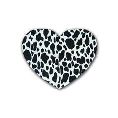Black And White Cow Print 10 Cow Print, Hd Wallpaper Rubber Heart Coaster (4 Pack) by nateshop