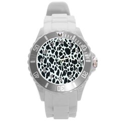 Black And White Cow Print 10 Cow Print, Hd Wallpaper Round Plastic Sport Watch (l) by nateshop