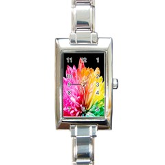 Abstract, Amoled, Back, Flower, Green Love, Orange, Pink, Rectangle Italian Charm Watch by nateshop