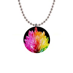 Abstract, Amoled, Back, Flower, Green Love, Orange, Pink, 1  Button Necklace by nateshop