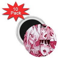 Ahegao Pink, Anime, Girl, Girlface, Girls, Pattern, White, Hd 1 75  Magnets (10 Pack)  by nateshop