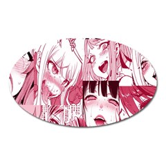 Ahegao Pink, Anime, Girl, Girlface, Girls, Pattern, White, Hd Oval Magnet by nateshop