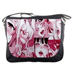 Ahegao Pink, Anime, Girl, Girlface, Girls, Pattern, White, Hd Messenger Bag Front