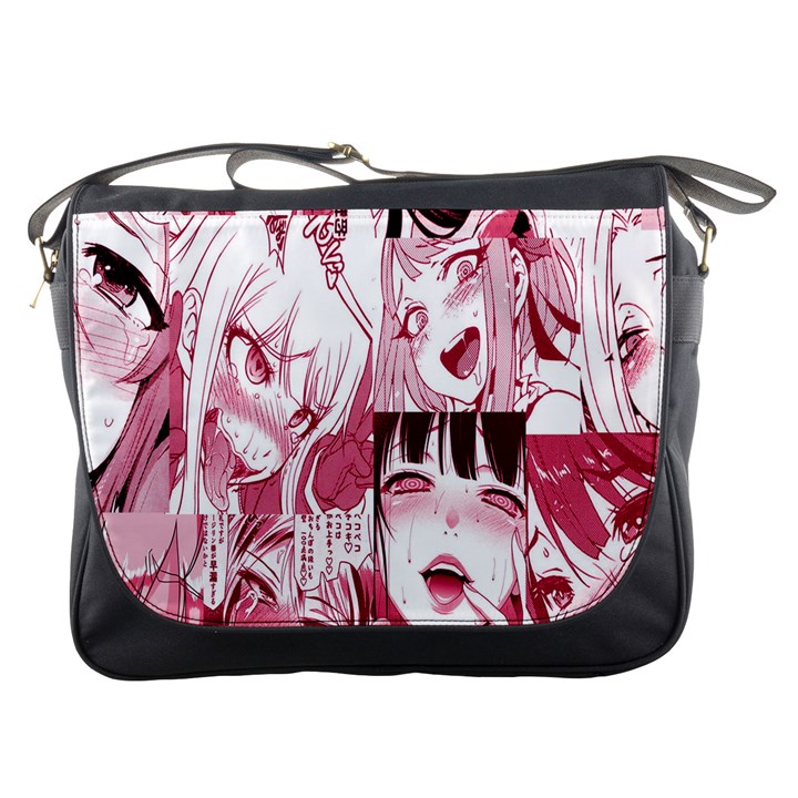 Ahegao Pink, Anime, Girl, Girlface, Girls, Pattern, White, Hd Messenger Bag