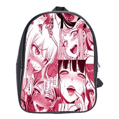 Ahegao Pink, Anime, Girl, Girlface, Girls, Pattern, White, Hd School Bag (XL)