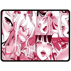 Ahegao Pink, Anime, Girl, Girlface, Girls, Pattern, White, Hd Two Sides Fleece Blanket (large) by nateshop