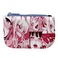 Ahegao Pink, Anime, Girl, Girlface, Girls, Pattern, White, Hd Large Coin Purse by nateshop